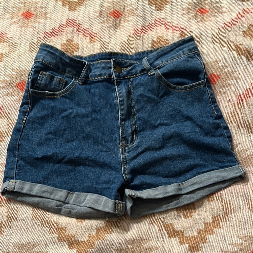 Denim Blue High Waisted Women's Shorts